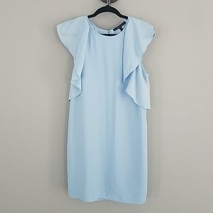 Bcbg blue dress flutter sleeve